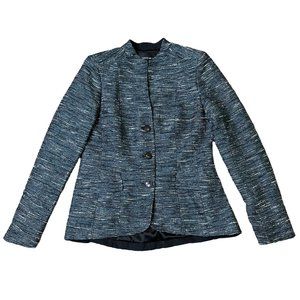 Lafayette 148 New York Tweed Blazer Jacket Button-Down Cotton Size 6 Women's